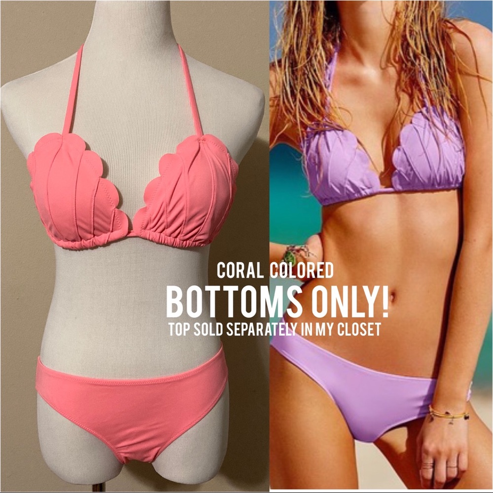 Coral mermaid seashell bottoms ruched scrunch butt